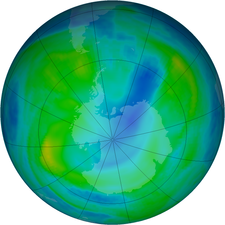 Antarctic ozone map for 20 May 1999